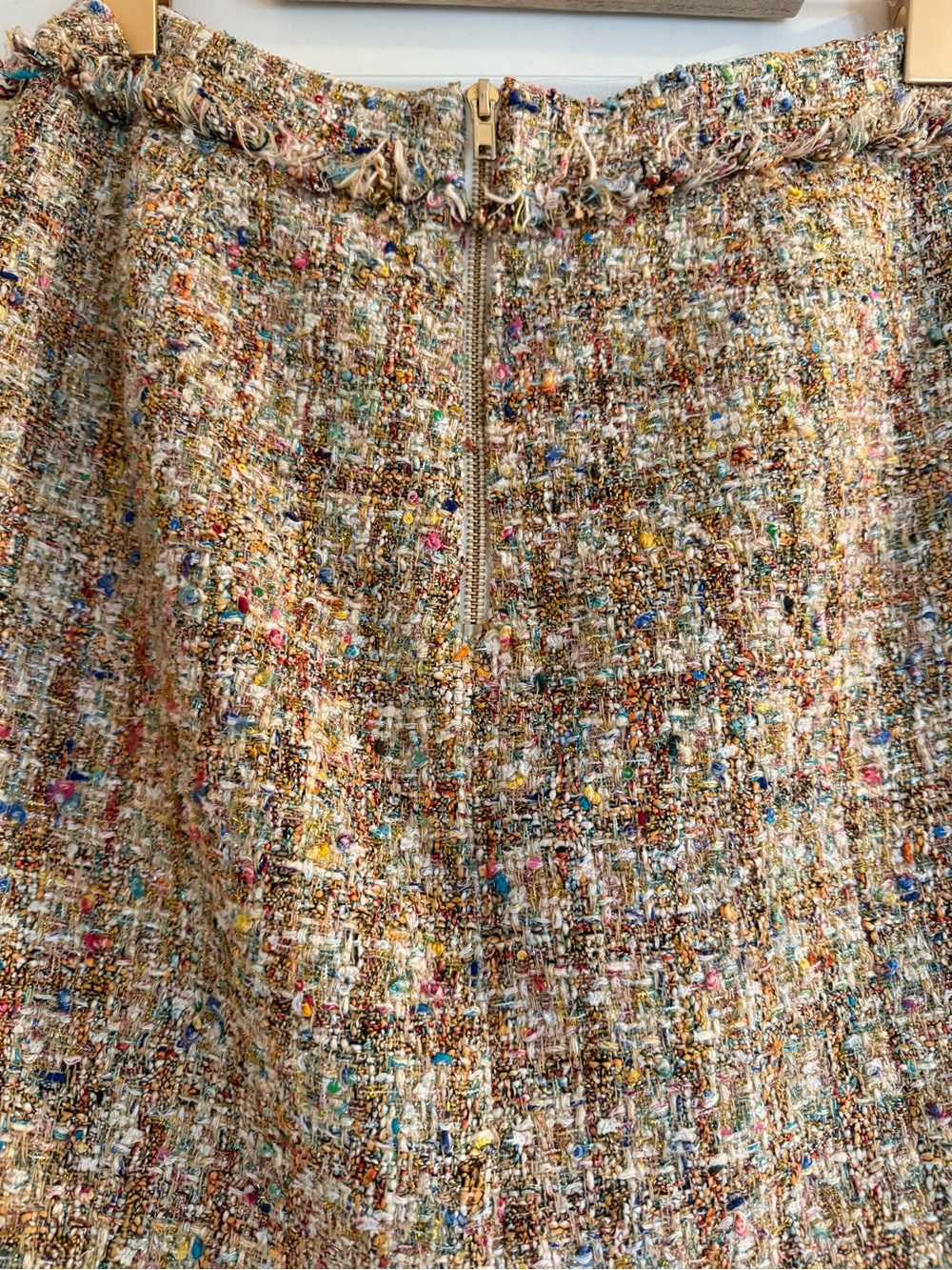 Walter Baker Cream Multicolor Tweed Mini Skirt with Gold Buttons - Picture 7 of 8